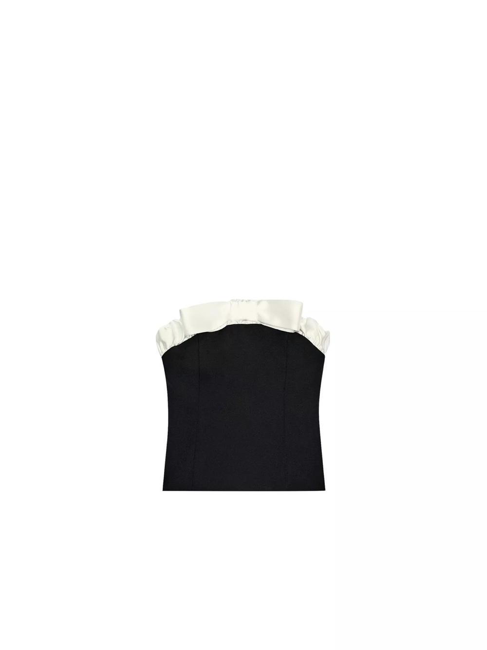 Zara Black Strapless Top with White Ruffle Trim